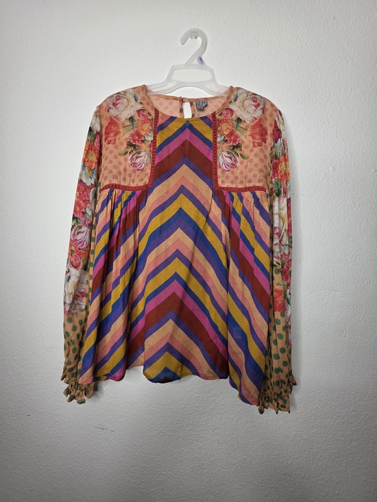 Anthropologie Tops - bl.nk by Anthropologie size L Multicolor Woven Floral boho Balloon Sleeve Blouse